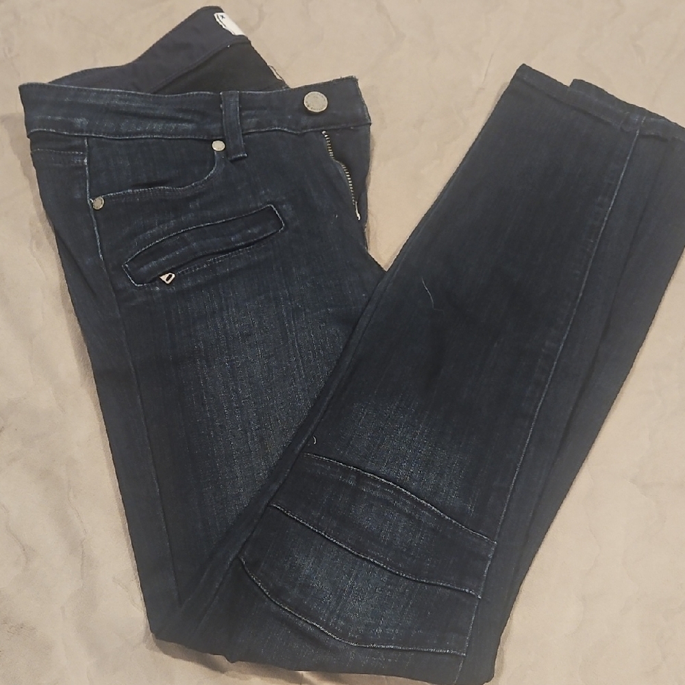 PAIGE Blue Skinny Jeans with Faded Indigo Wash